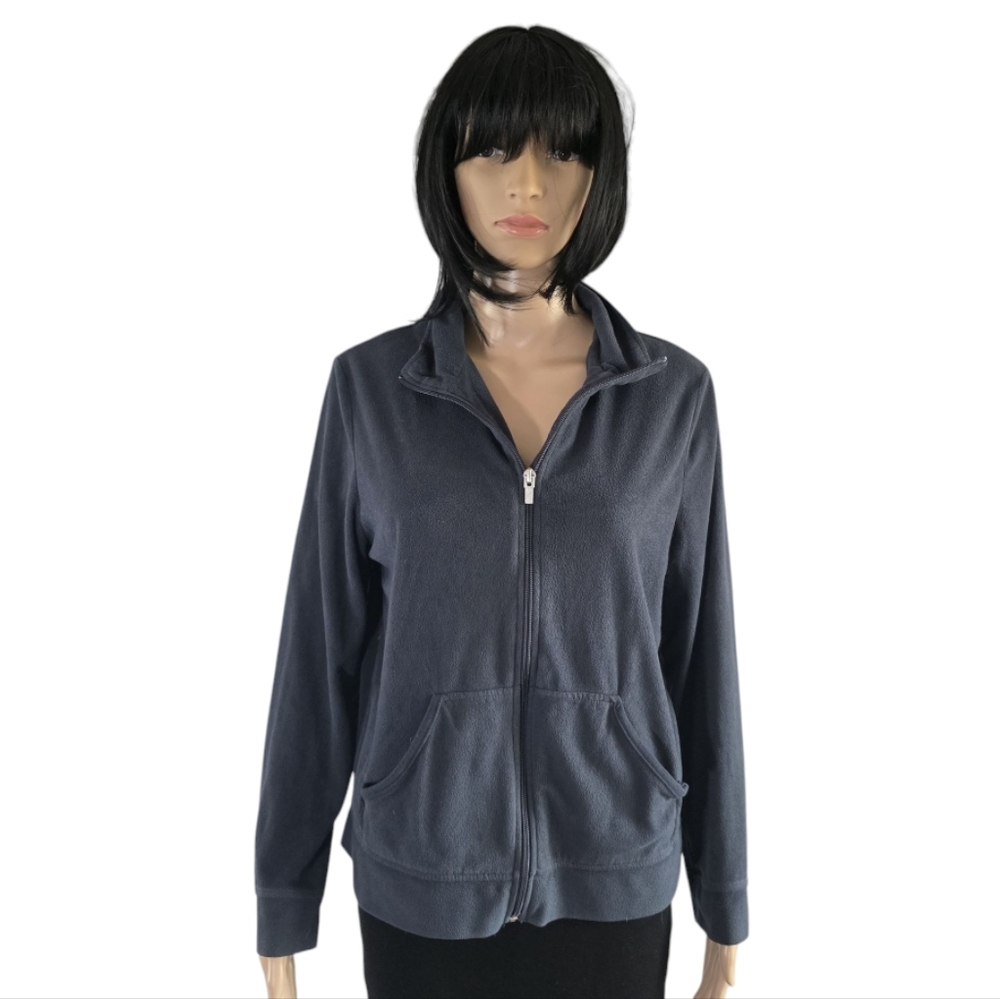Jasmine Rose Gray Zip-Up Fleece Jacket, Size M
